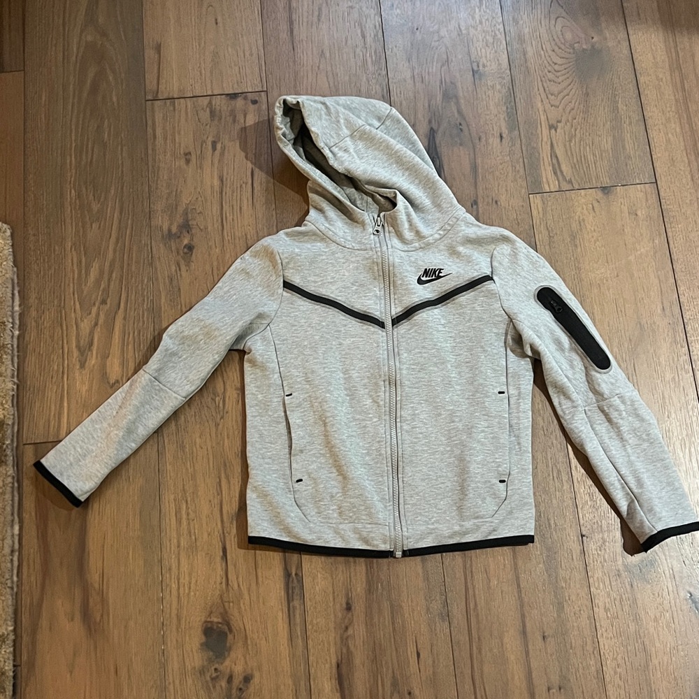 Nike Tech YM Light Gray Full-Zip Hoodie